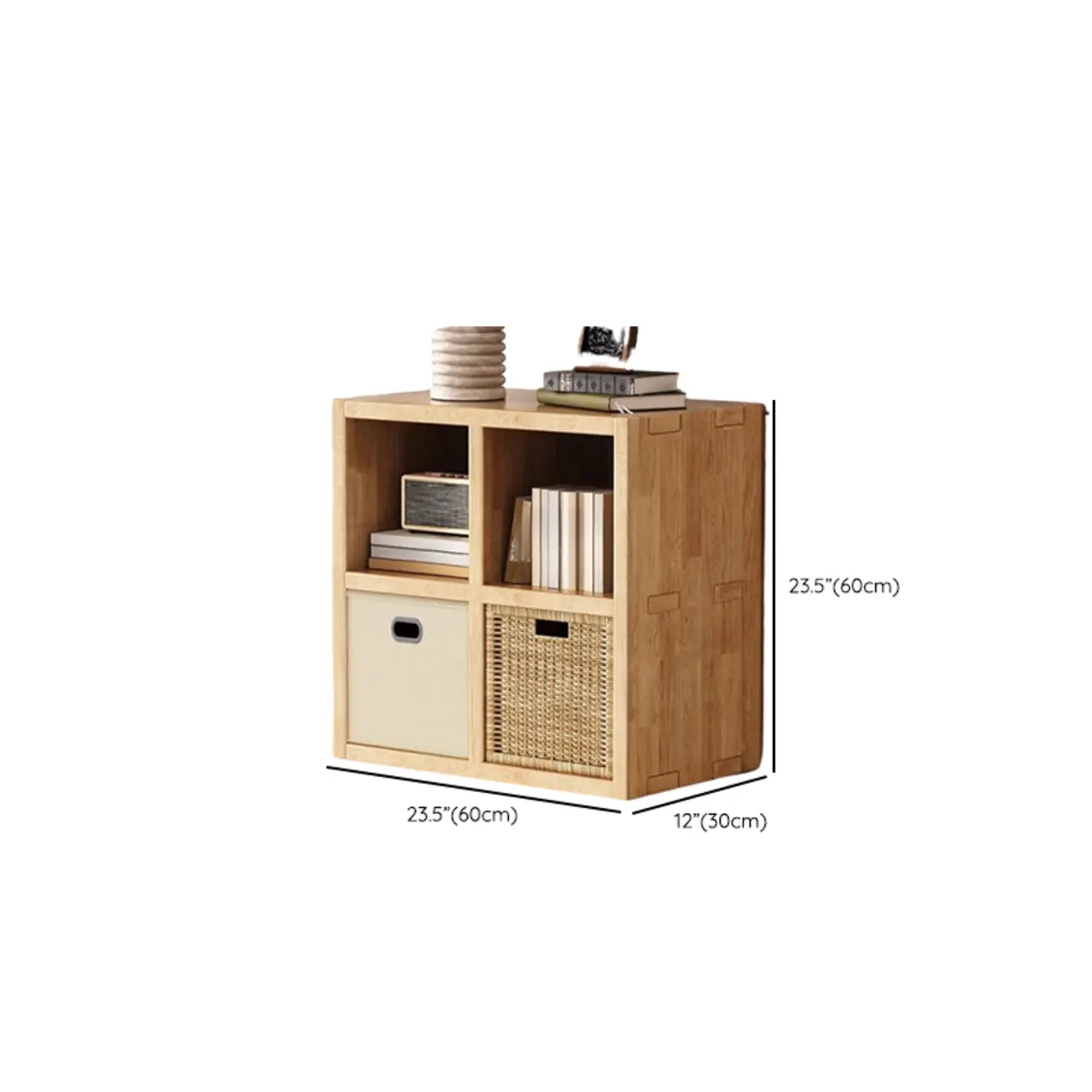 Modern Horizontal Solid Wood 8-Cube Natural Finish Bookcase #size