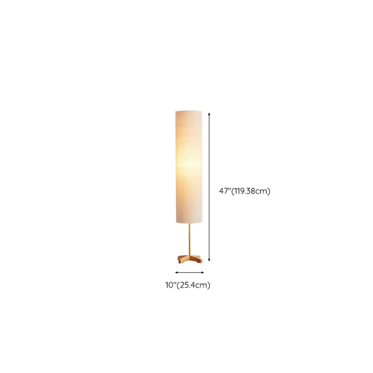 Cylinder Wood Task Floor Lamp in Fabric Shade for Bedroom #size