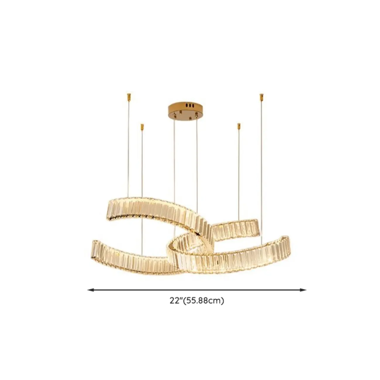 Stylish Gold LED Intercross Ring Crystal Chandelier #size
