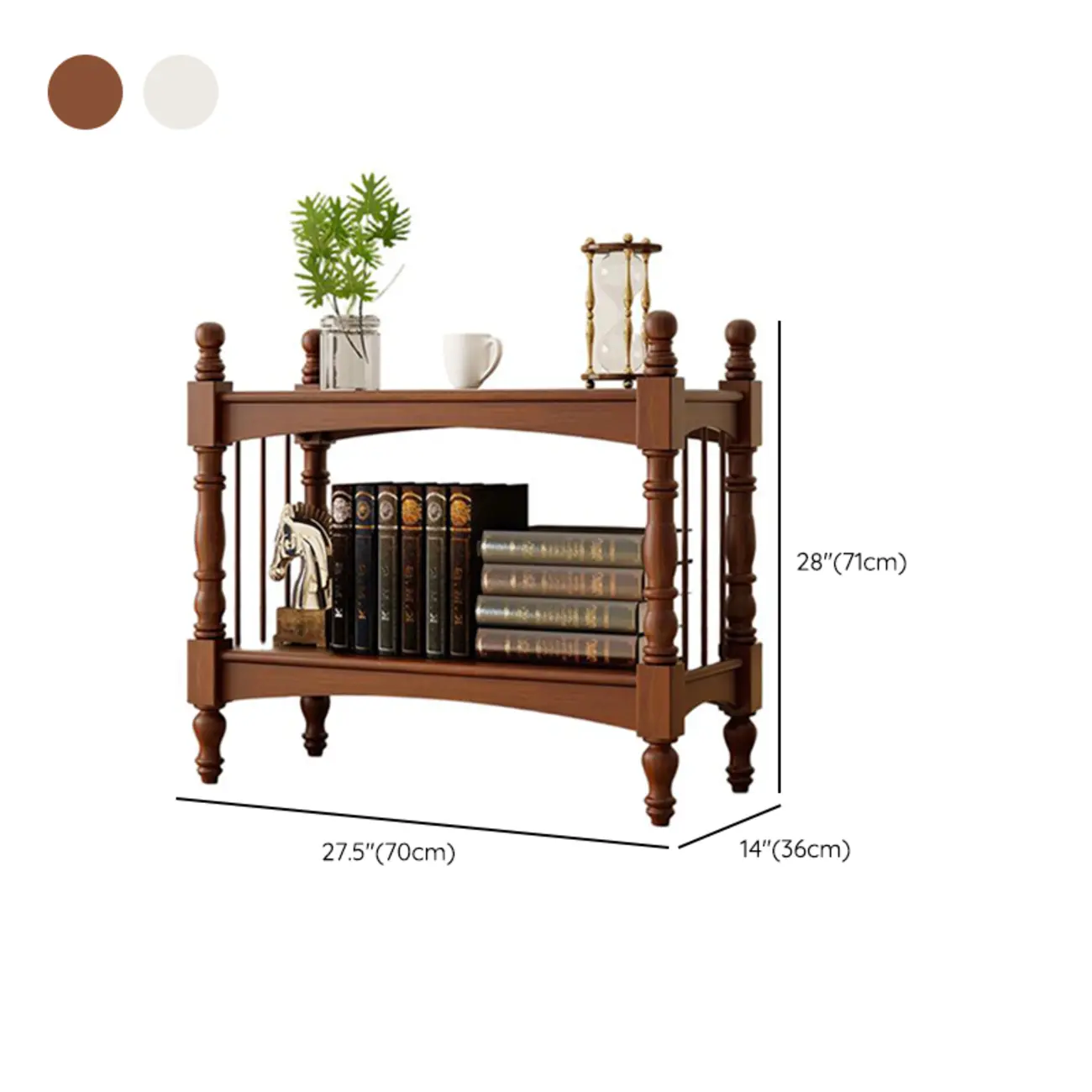 Traditional Brown Wooden Etagere Open 5-Shelf Bookcase #size