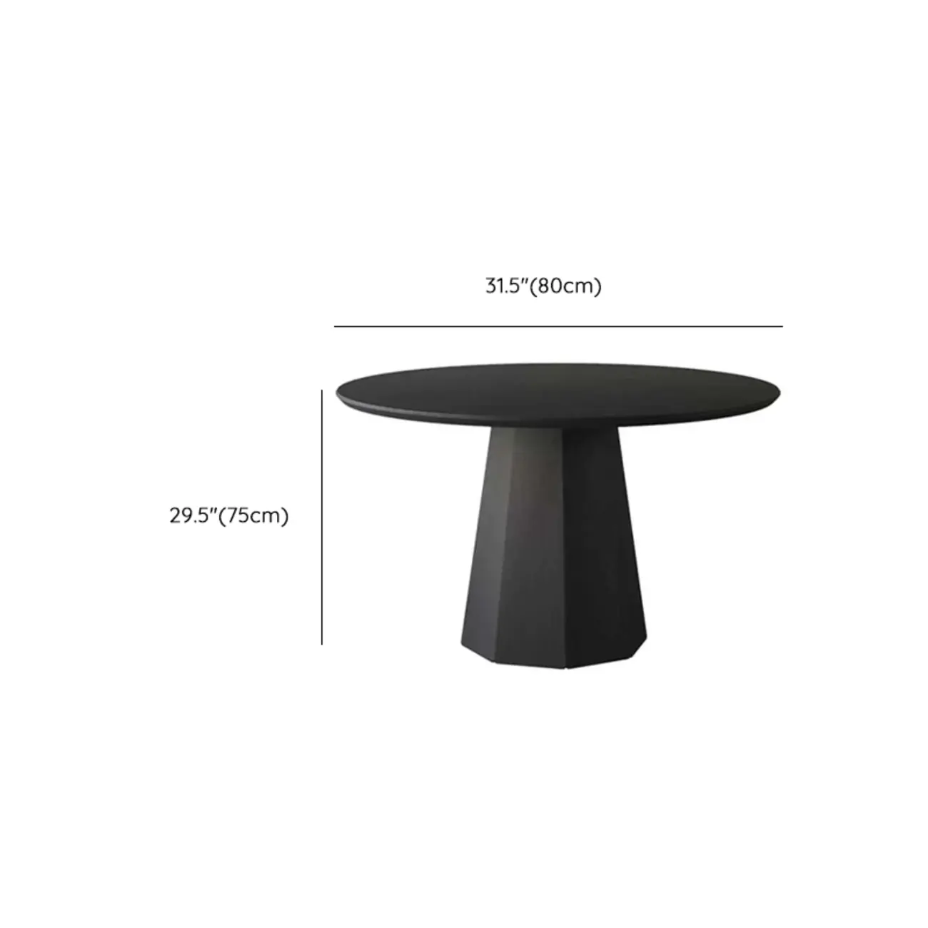 Modern Black Wood Round Dining Table #size