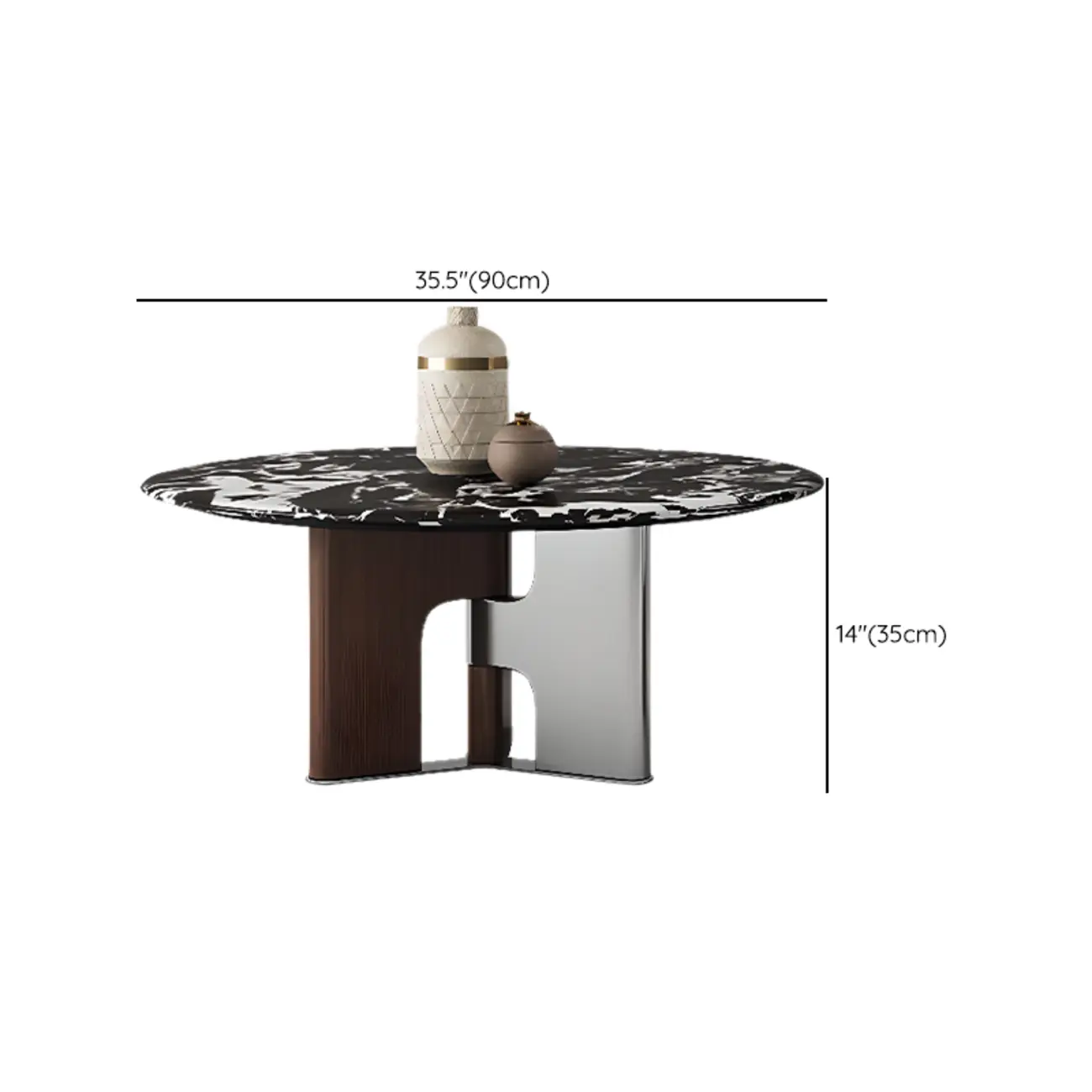 Stylish Marble-Top Round Coffee Table in Scratch Resistant #size