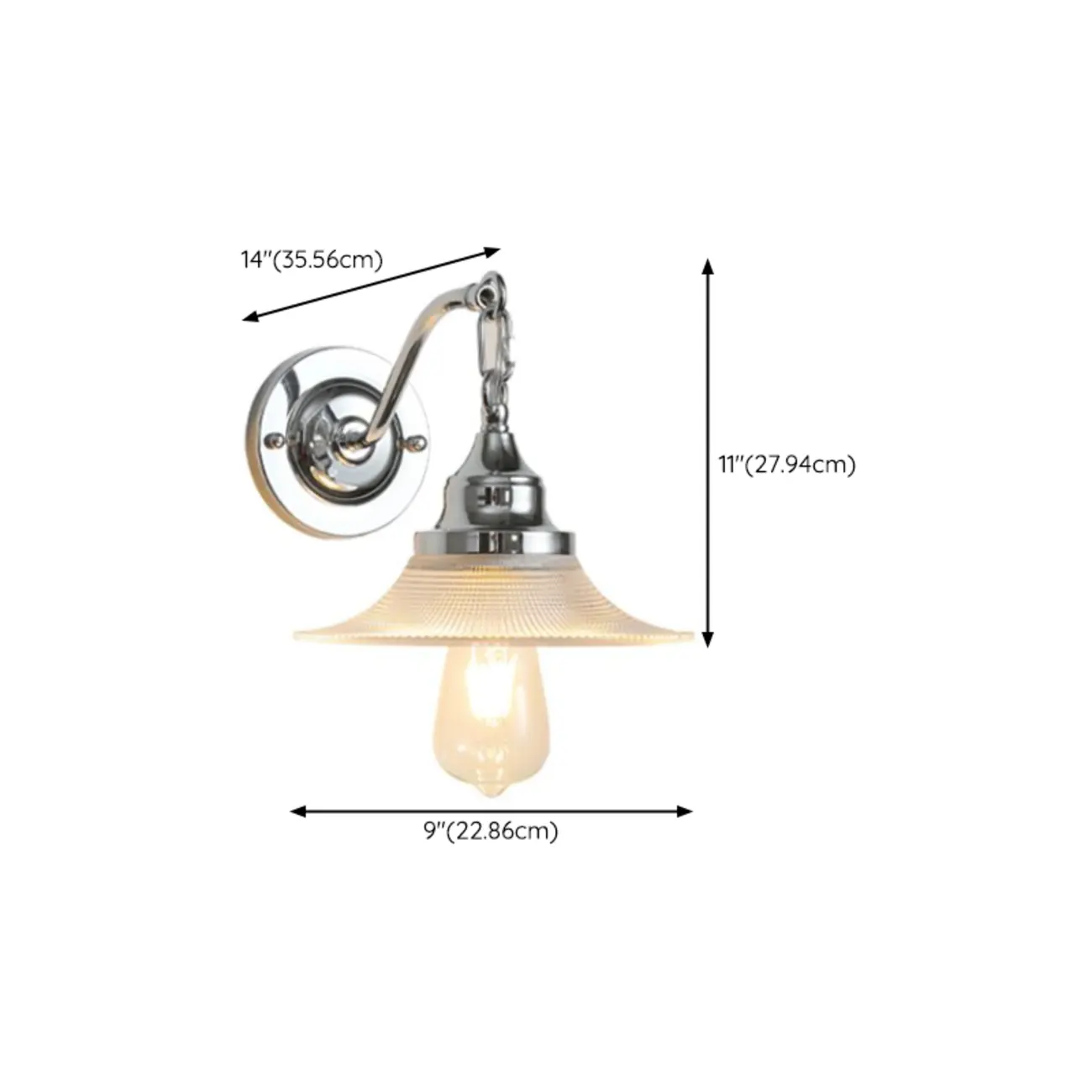 Modern Silver Clear Glass Shade Wall Sconce #size