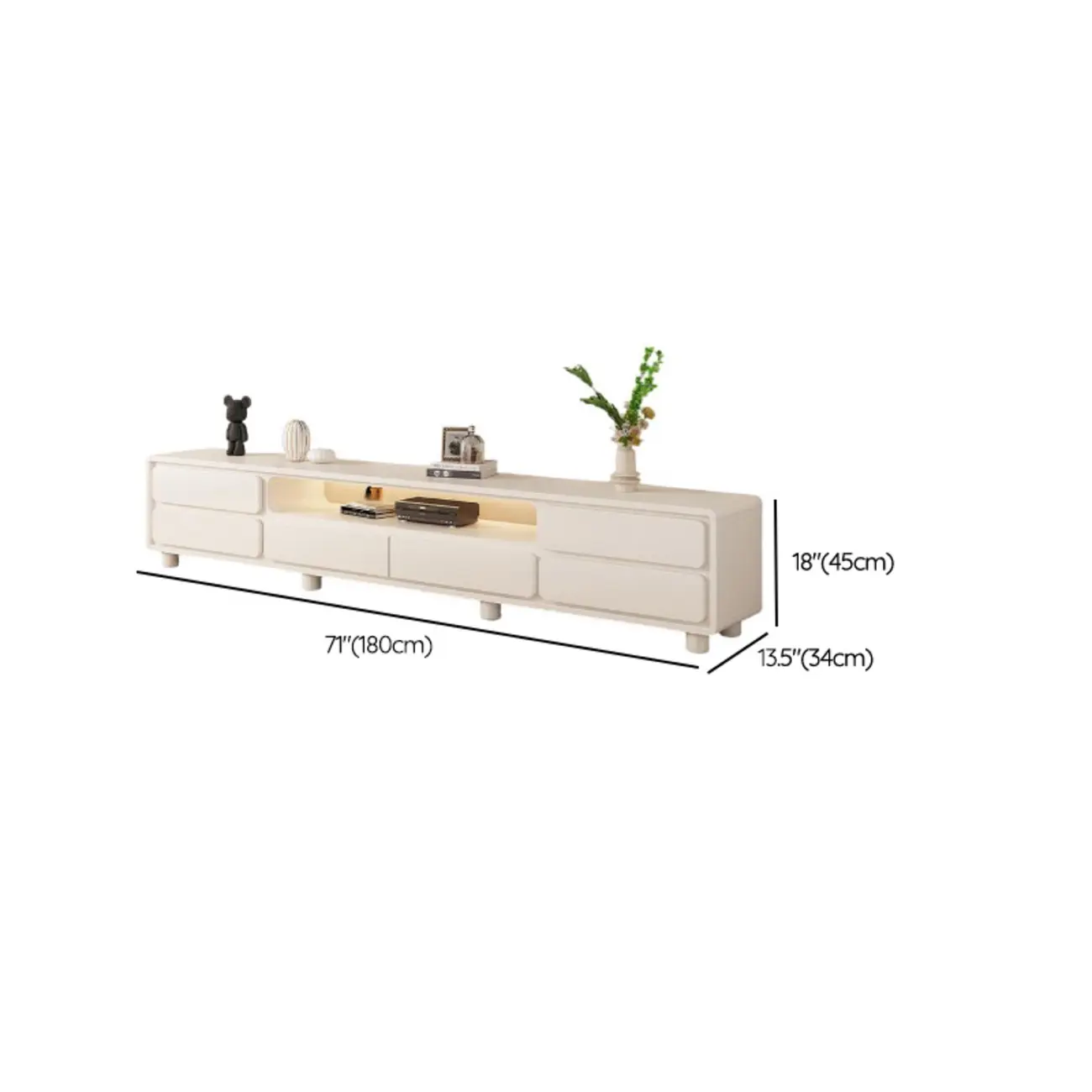 Modern White Wood TV Stand with 6 Drawers and Storage #size
