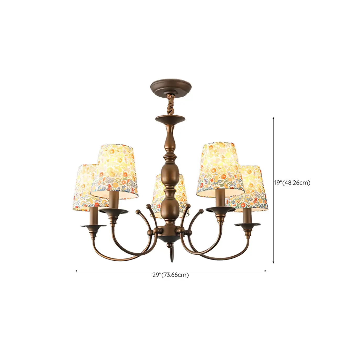 Rustic Round Coffee Bronze Barrel Metal Multi-Light Chandelier #size