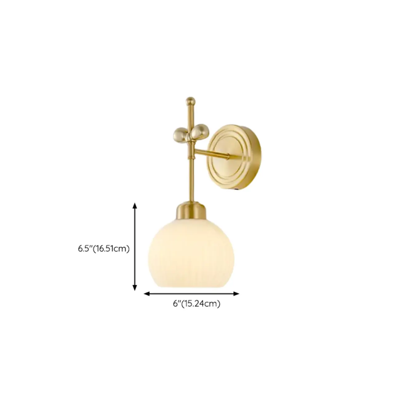 Modern White Bowl Glass Single Golden Wall Lamp #size