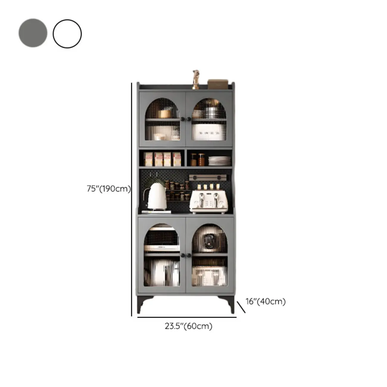Kitchen Wooden Open Shelving Sideboard Arched Glass Door #size