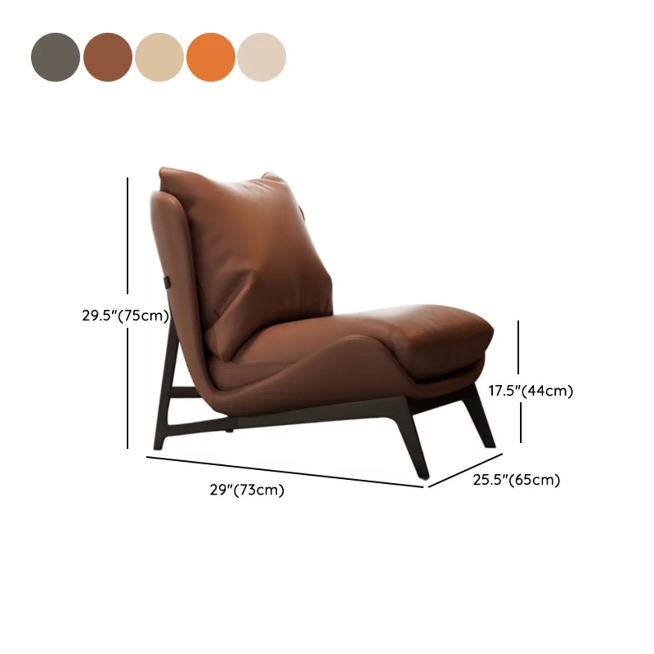 Modern Cat-Resistant Leather Accent Chair with Ottoman #size