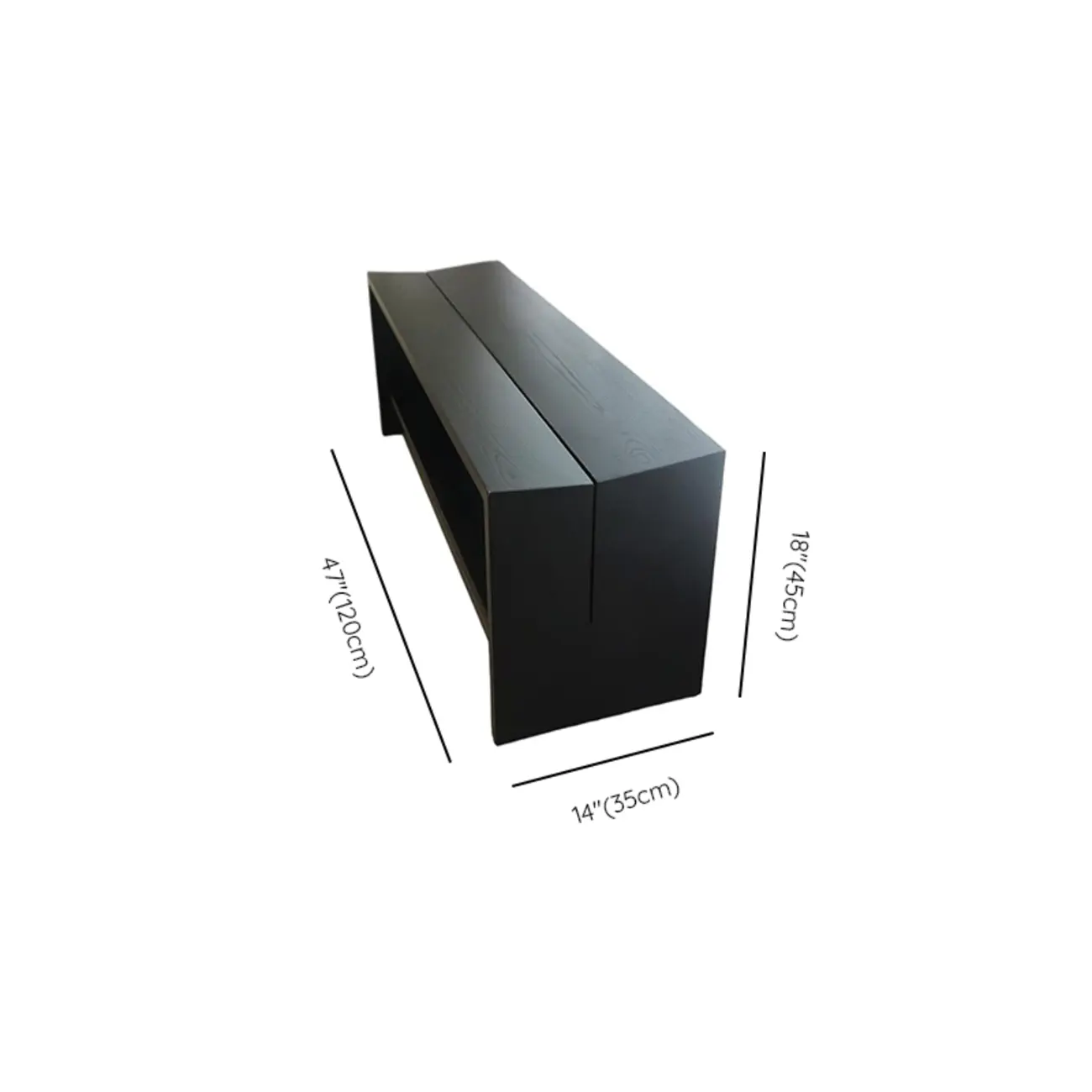 Scandinavian Solid Wood Black Curved Entryway Bench #size