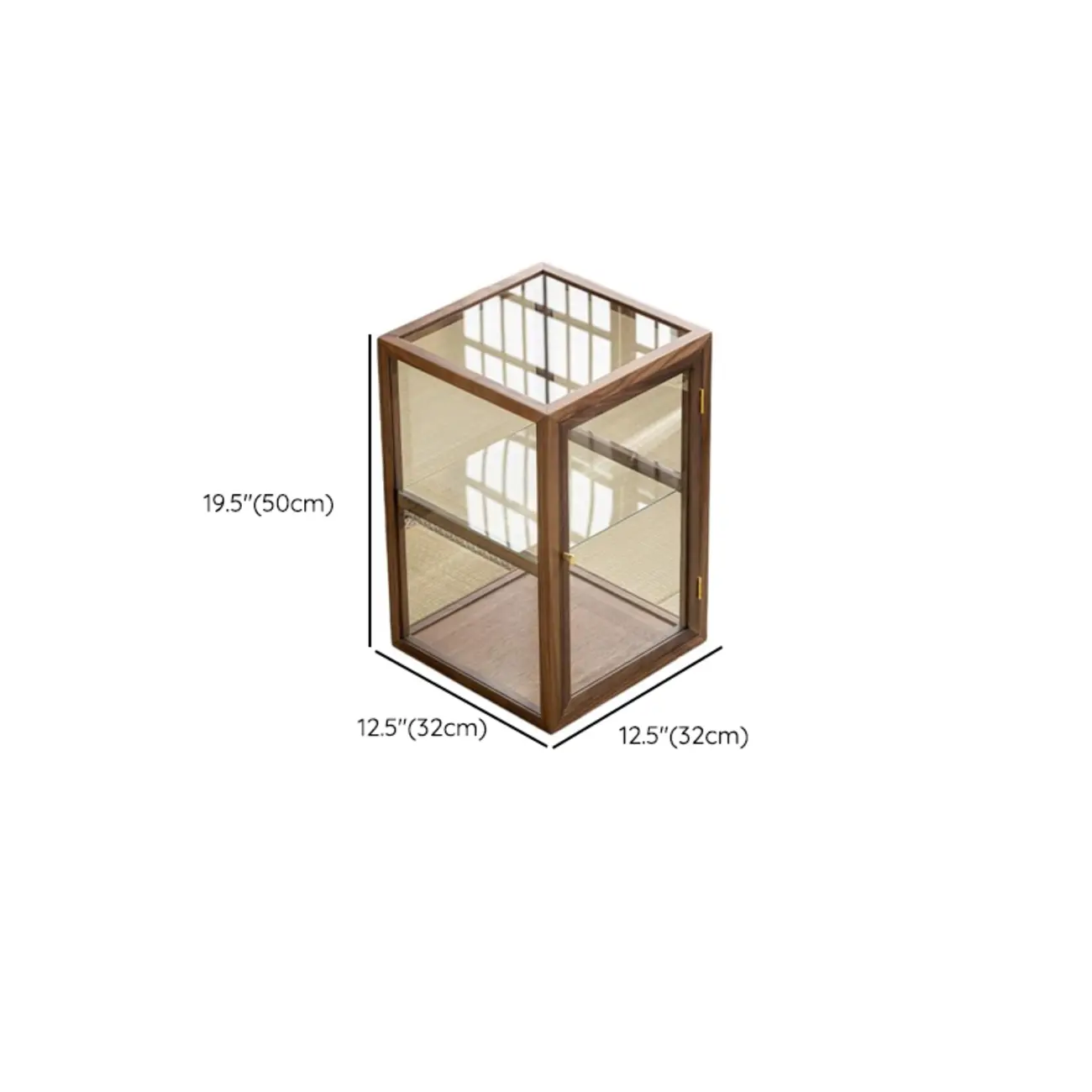 Wooden Tabletop Display Cabinet Glass Doors #size