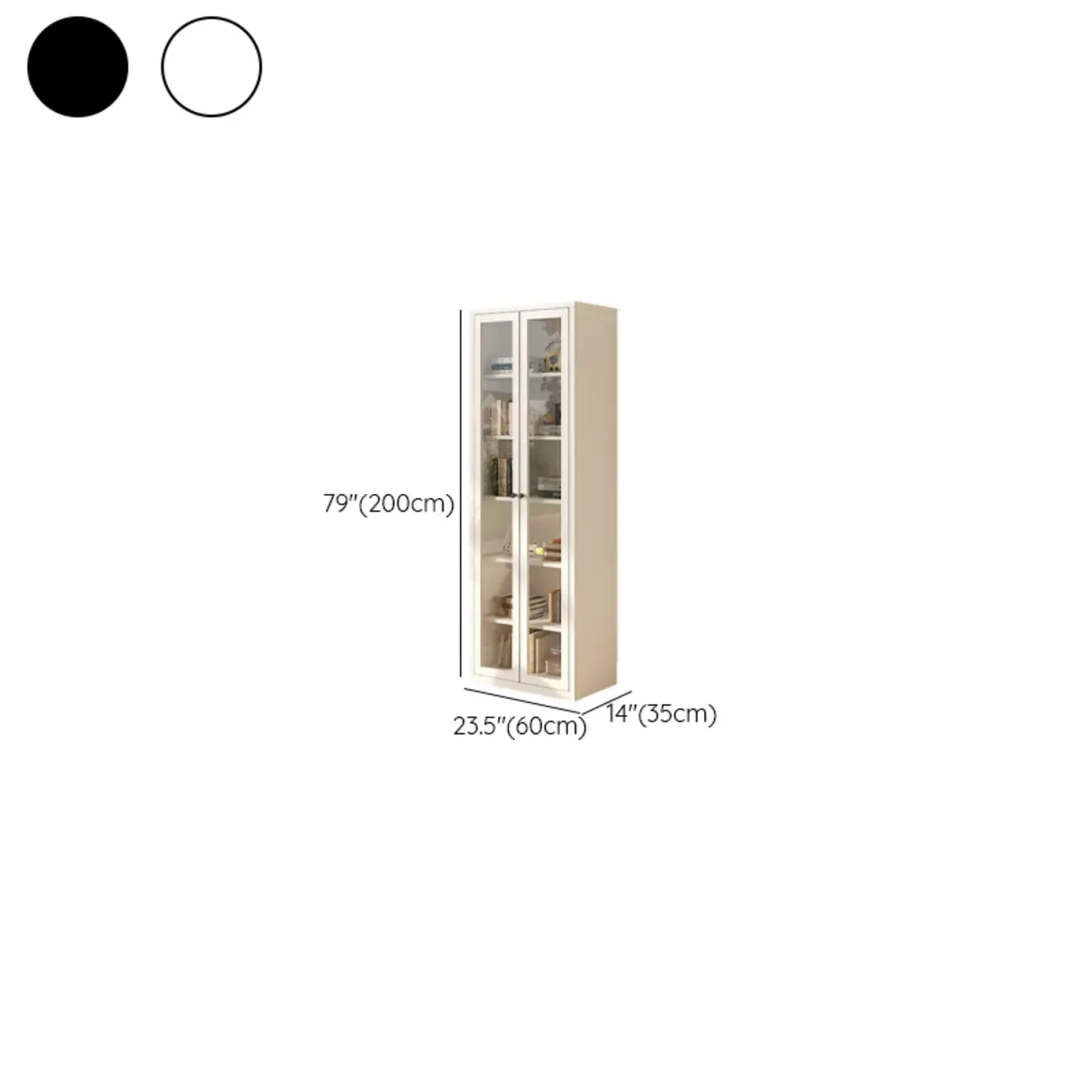 Tall 6-Layer Display Cabinet with Glass Doors #size