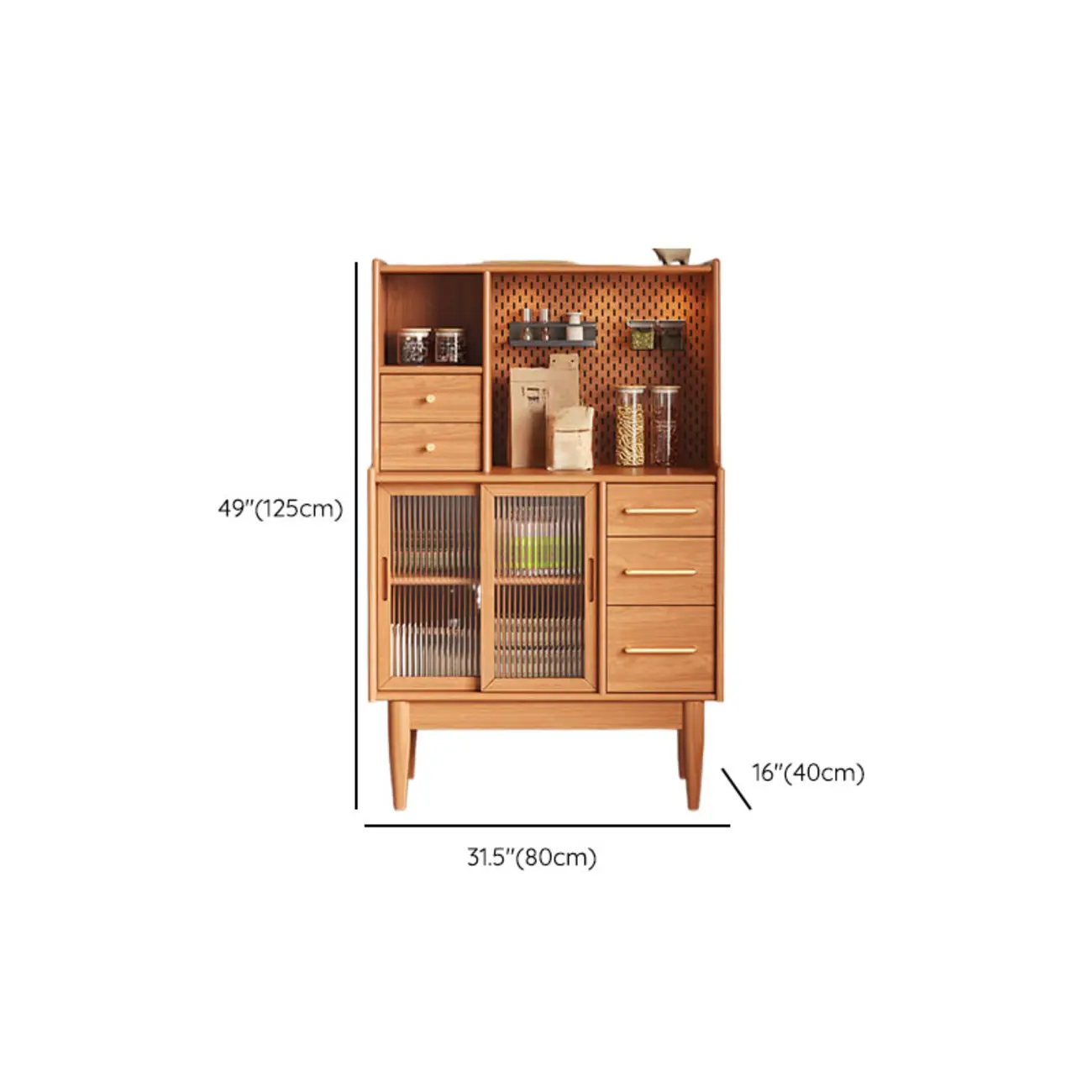 Nordic Adjustable Shelf 5 Drawers Wooden Sideboard Cabinet #size