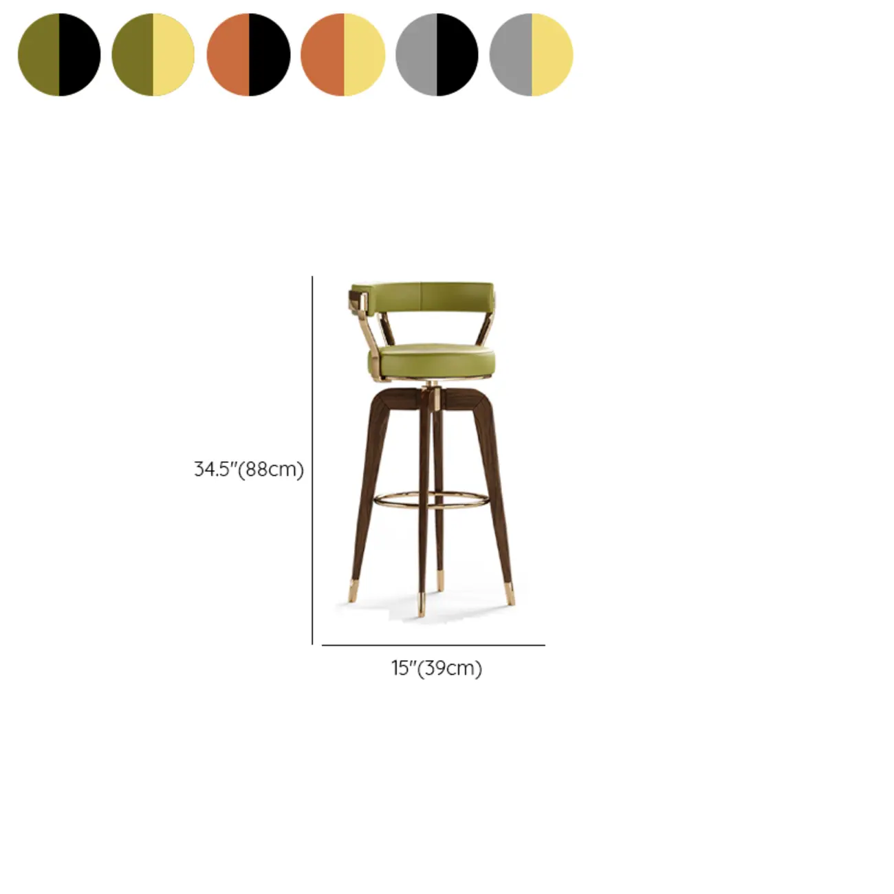 Swivel Mid Century Modern Counter Height Leather Bar Stools #size