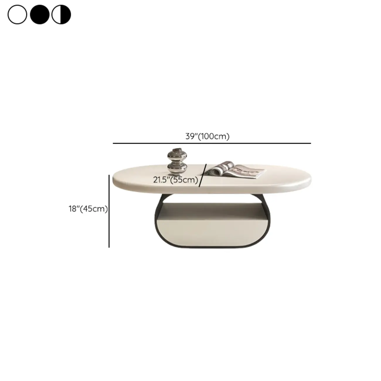 Modern Art Deco Black Wood Pedestal Coffee Table #size