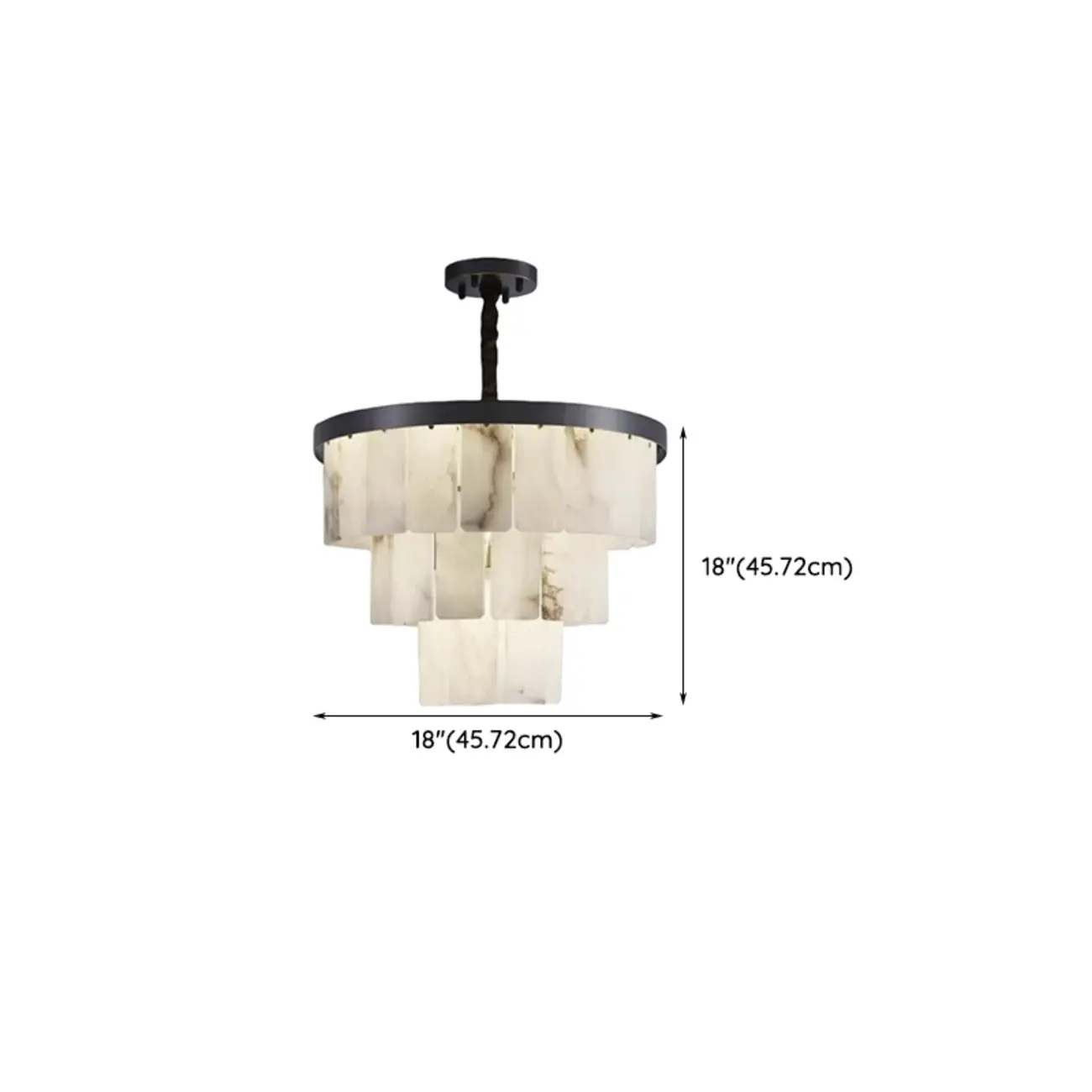 White Stone Geometric Tiered Crystal Chain Chandelier #size