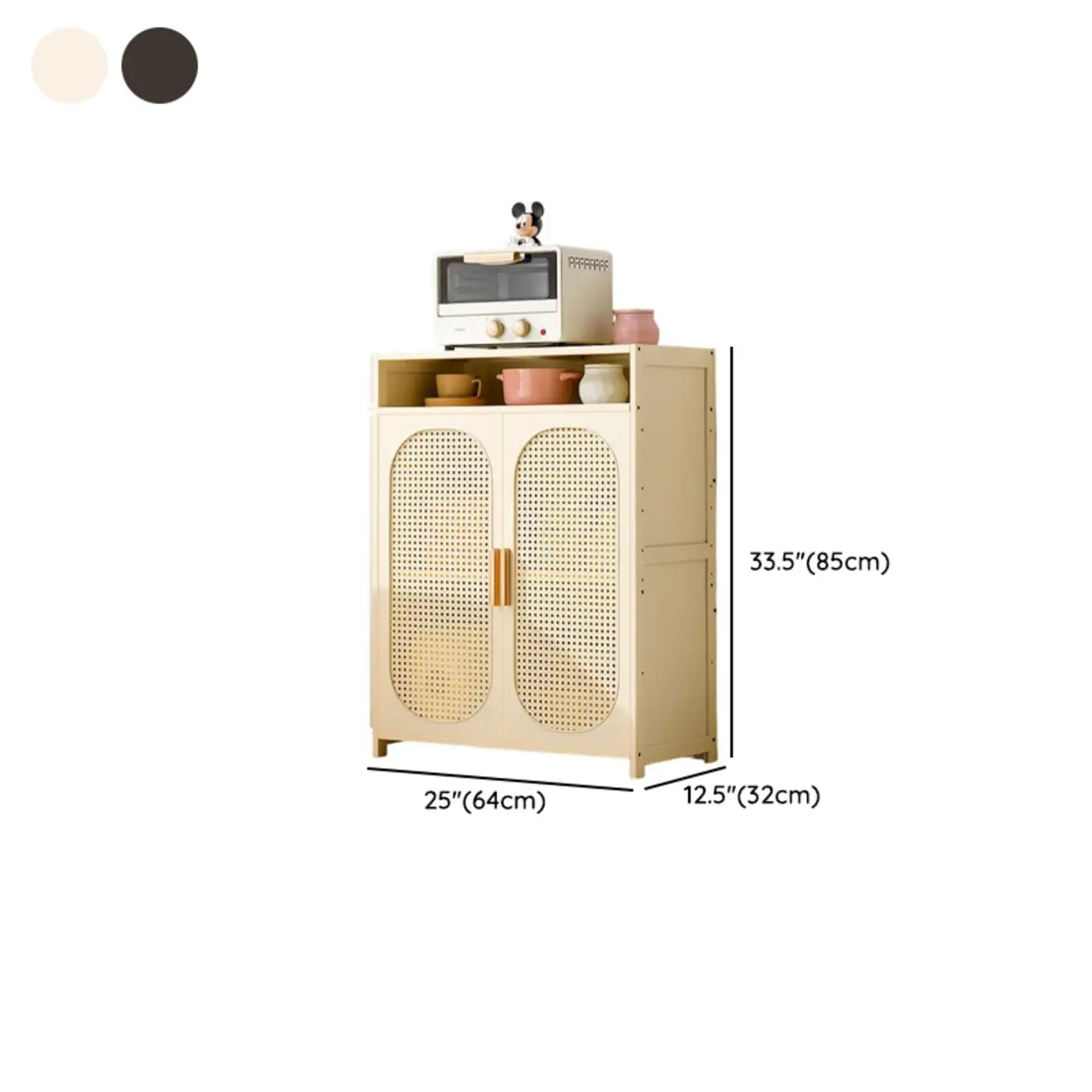 Narrow Rectangular Rattan Bamboo Sideboard with Open Shelf #size