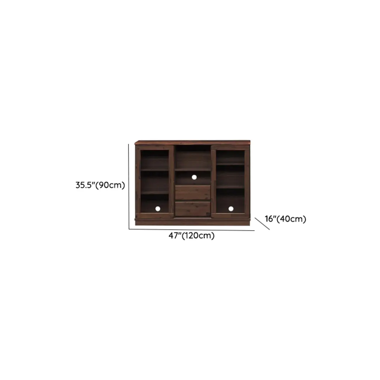 Brown Modern Wood Glass Display Cabinet with Storage #size