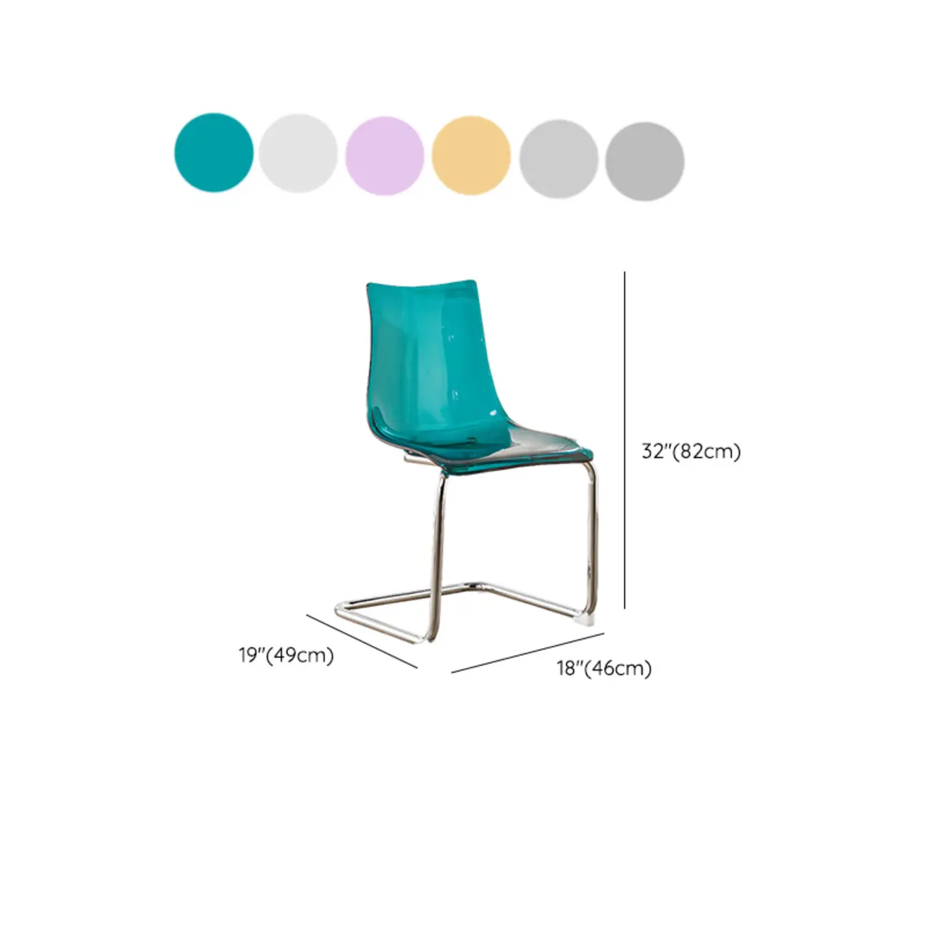 Modern Armless Plastic & Acrylic Dining Chair #size