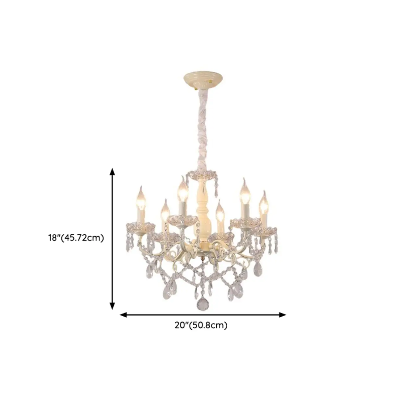 French Romantic Dimmable 8-Light Crystal Chandelier #size