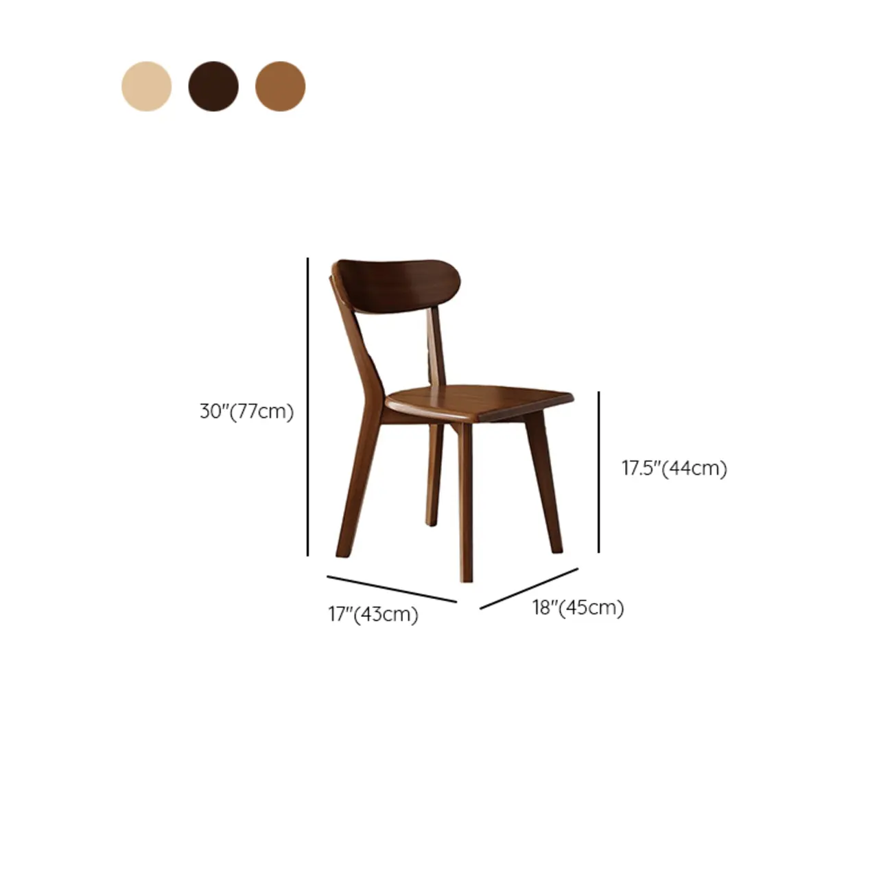 Modern Wood open Low Back Armless Dining Chair #size