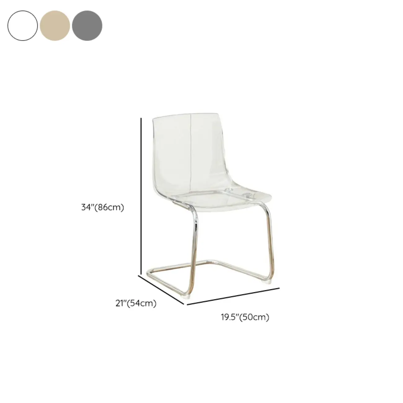 Modern Solid Back Armless Acrylic Dining Chairs #size