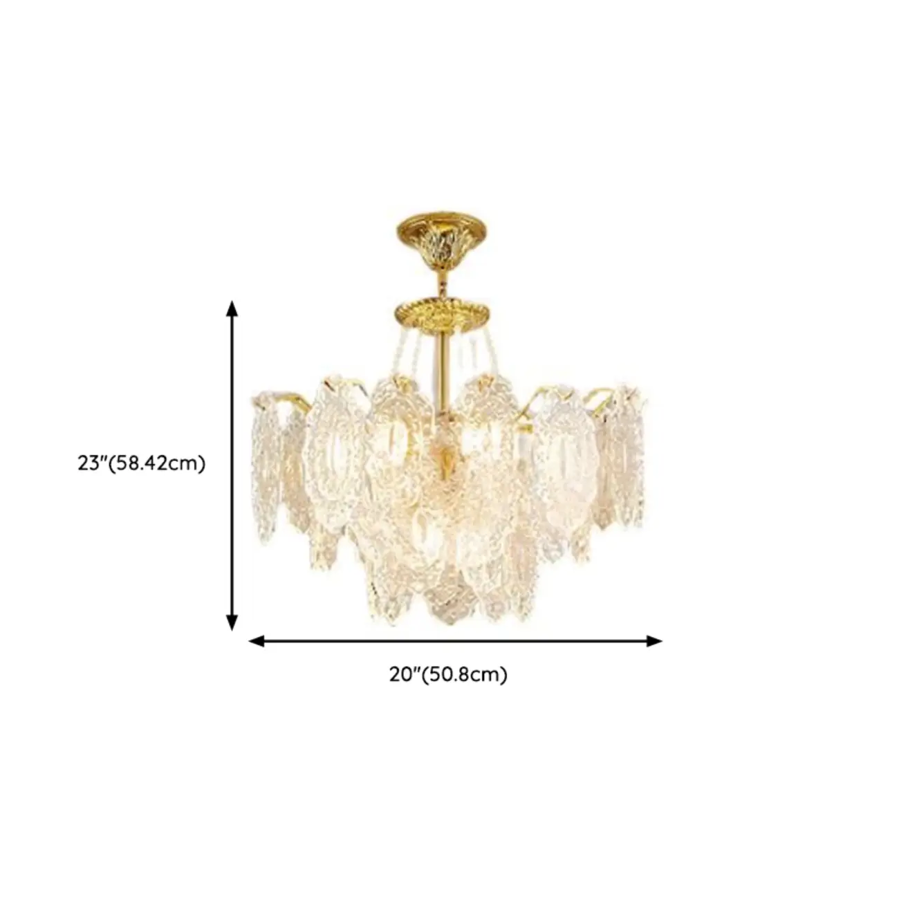 Luxurious Gold Crystal Leaf Round Pendant Chandelier #size