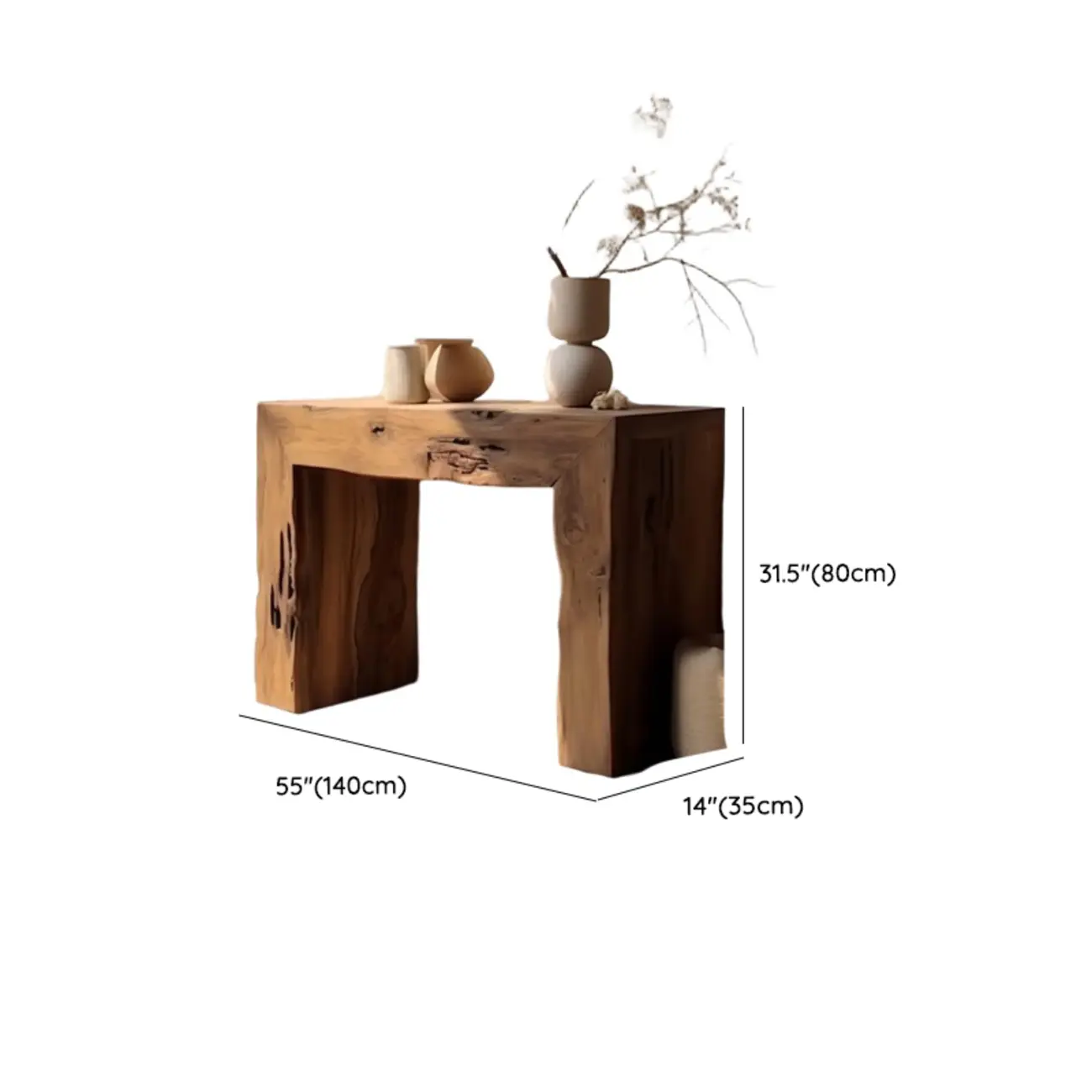 Rustic Solid Wood Brown Rectangular Console Table Enteyway #size