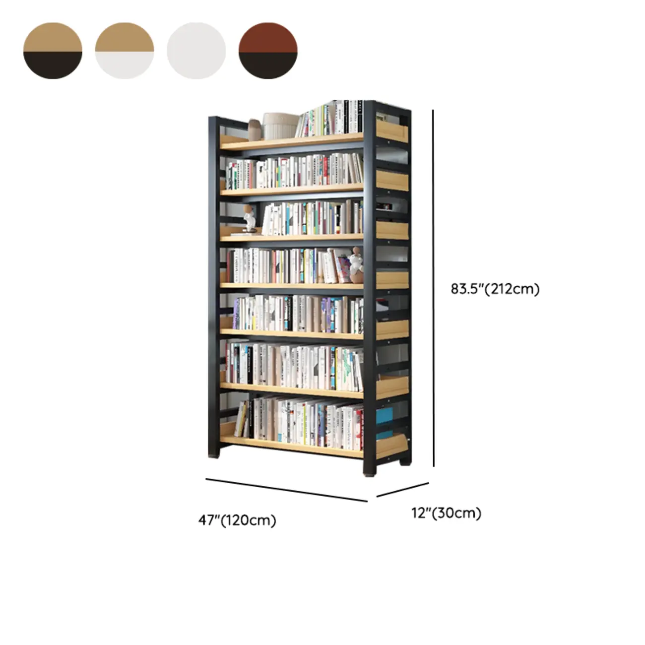 Modish Multi-Layer Open Back Wooden Tall Bookshelves #size