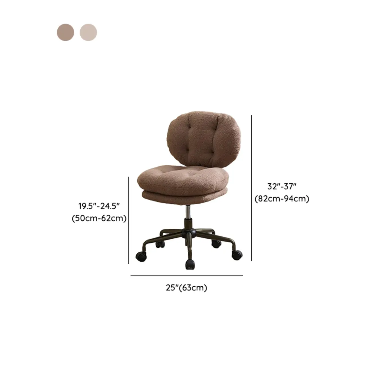 Modern Tufted Upholstered Ergonomic Swivel Office Chair #size