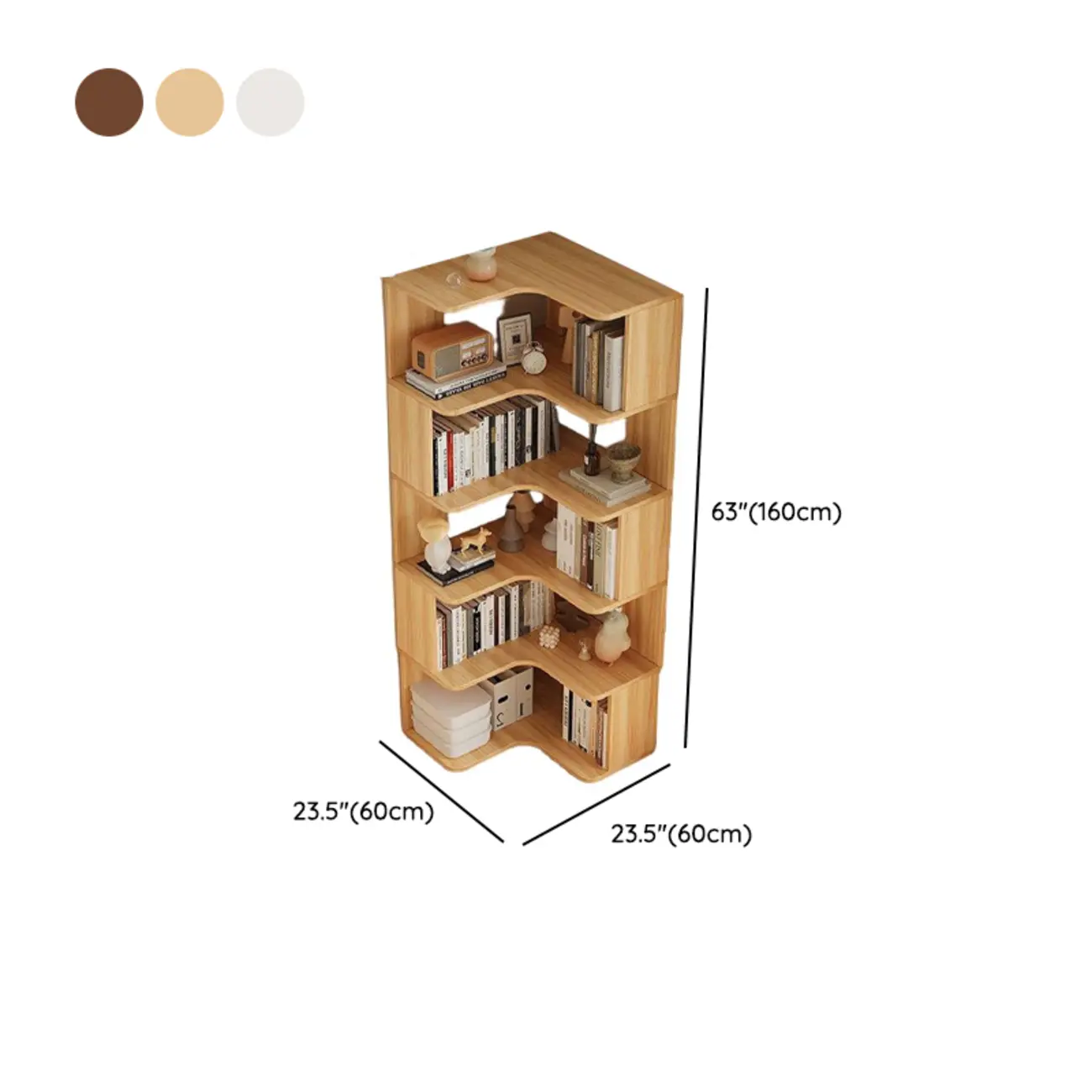 Manufactured Wood Corner Bookshelf with 6 Shelves #size