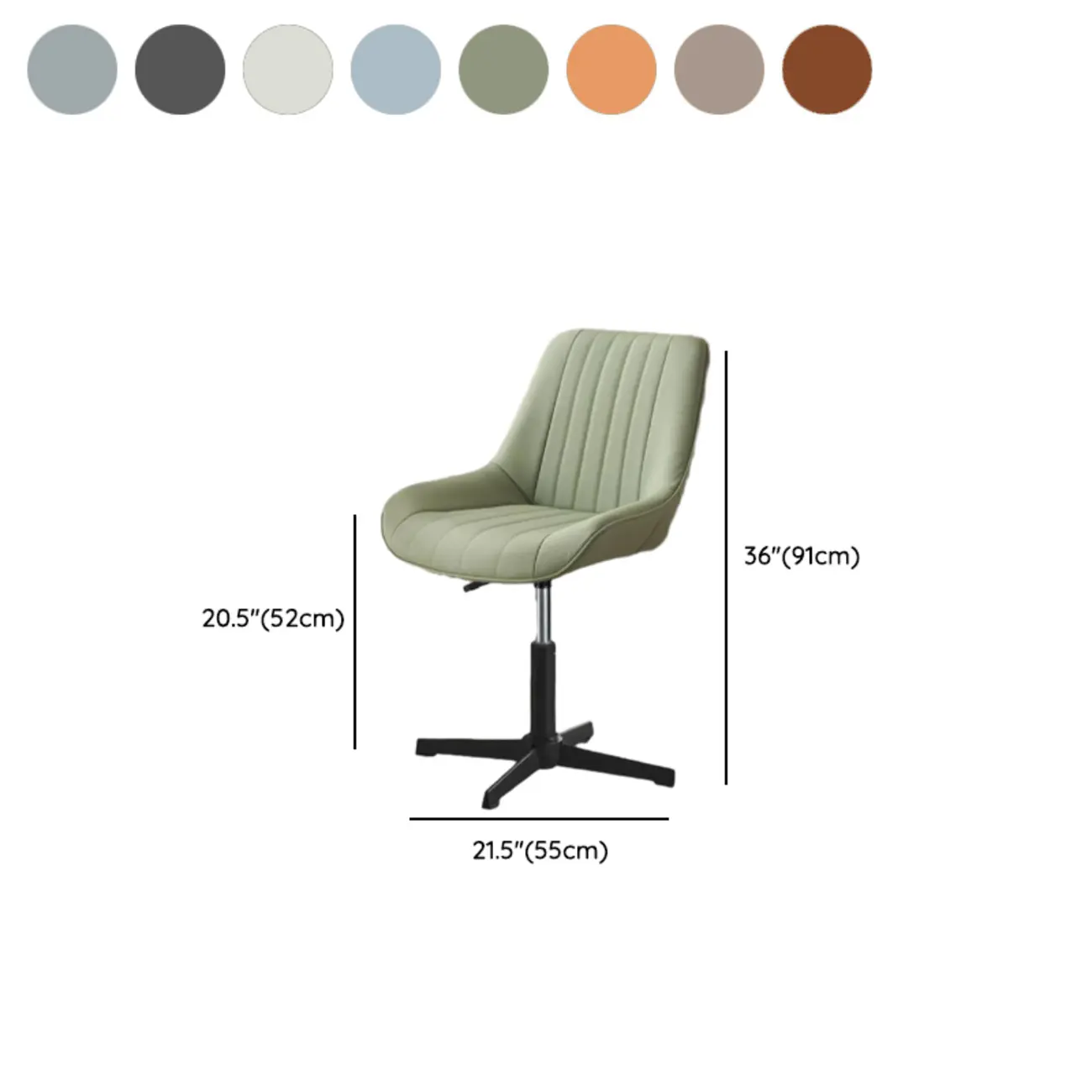 Modern Swivel Upholstered Minimalist Ergonomic Office Chair #size