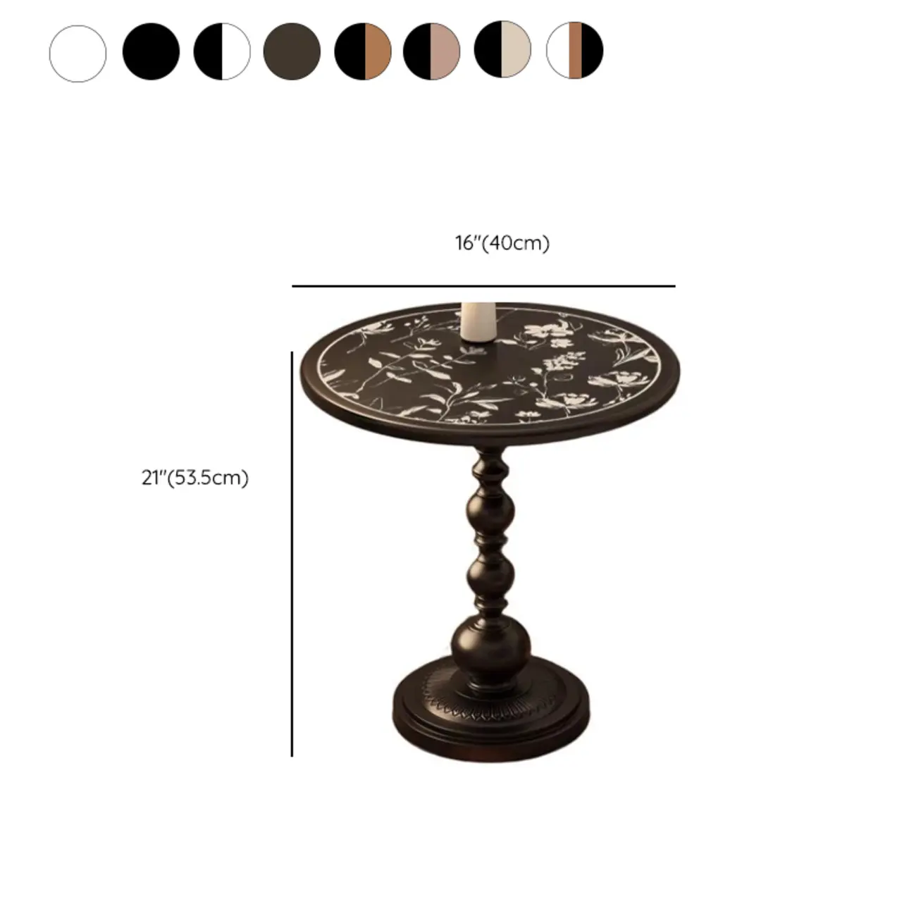 Modern Classic Iron Pedestal End Table Black-White #size
