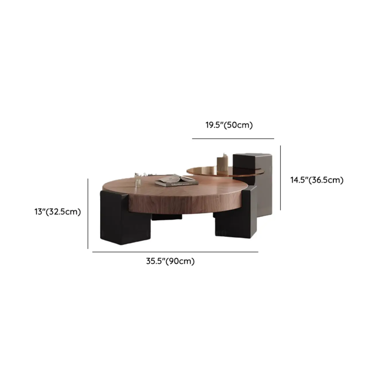 Nesting Living Room Minimalist Round Wood Coffee Table Set #size