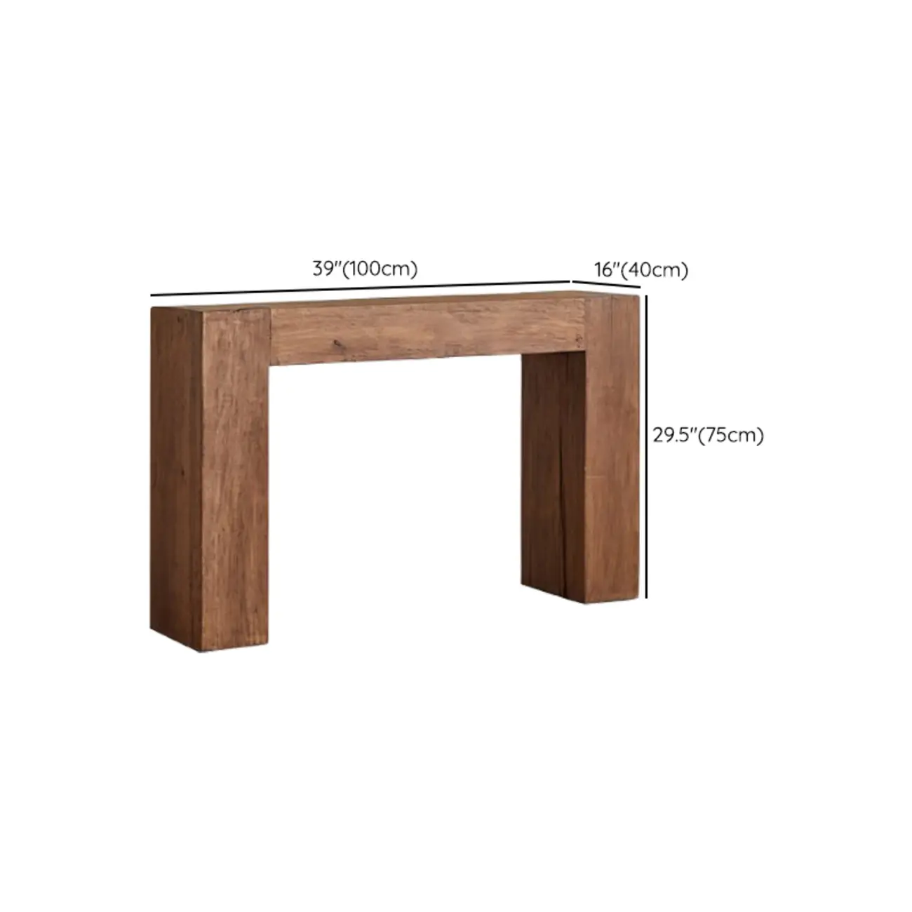 Brown Tan Rectangle Wood Living Room Console Table #size
