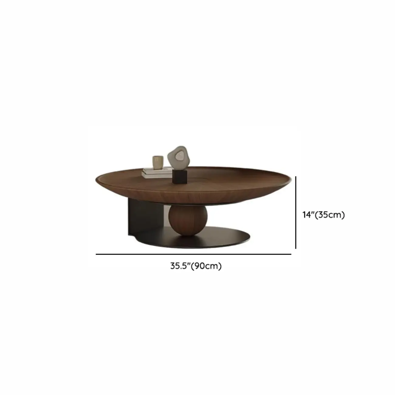 Round Contemporary Wood Nesting Coffee Table For Living Room #size