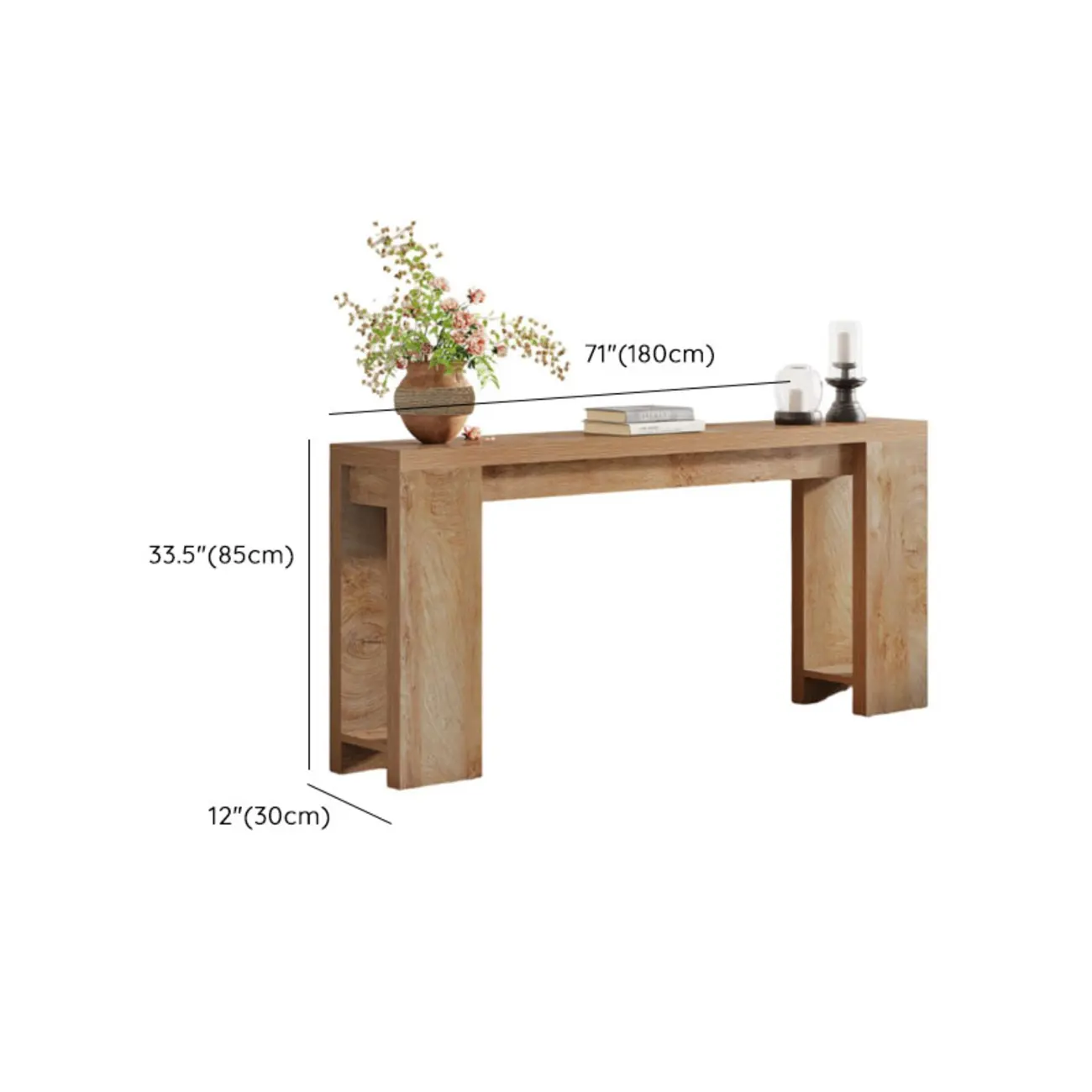 Rectangular Wood Modern Long Entryway Console Table #size