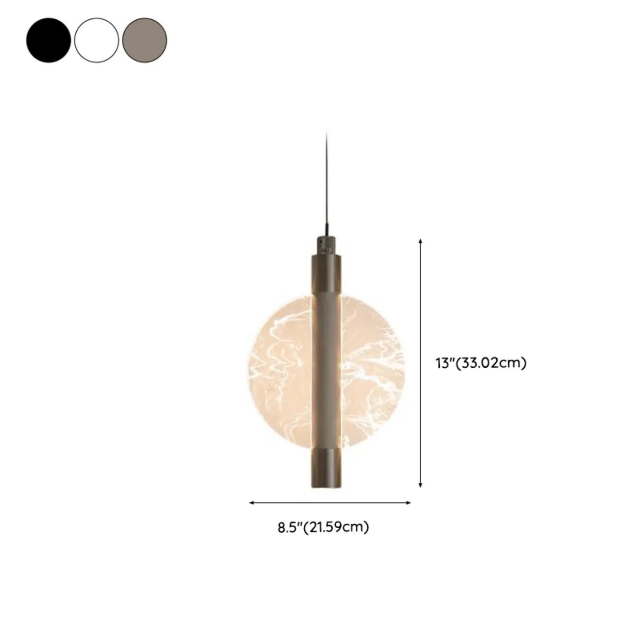 Round Modern Metal Acrylic Pendant Light For Bedroom #size