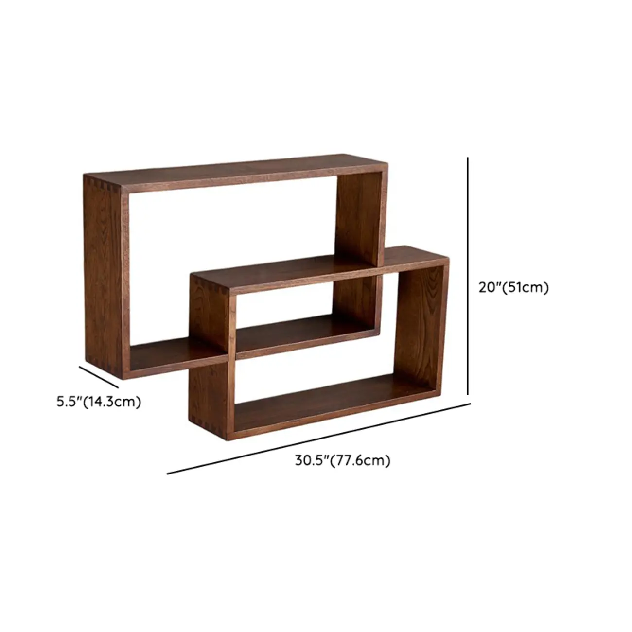 Walnut Modern Wood Floating Mount Wine Rack Display Shelf #size