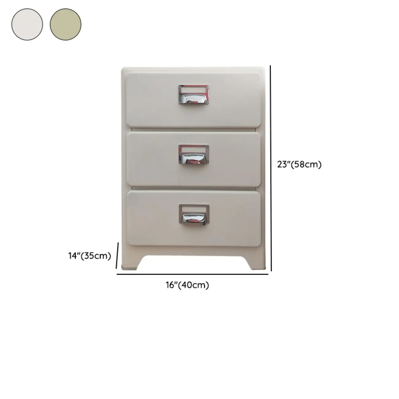 Scandinavian 3 Drawers Wood Nightstand with Legs #size