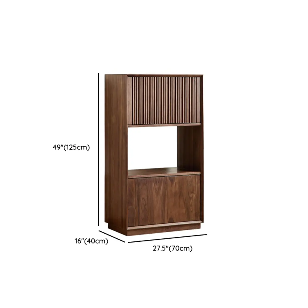 Solid Wood Modern Open Back Horizontal Bookcase With Storage #size