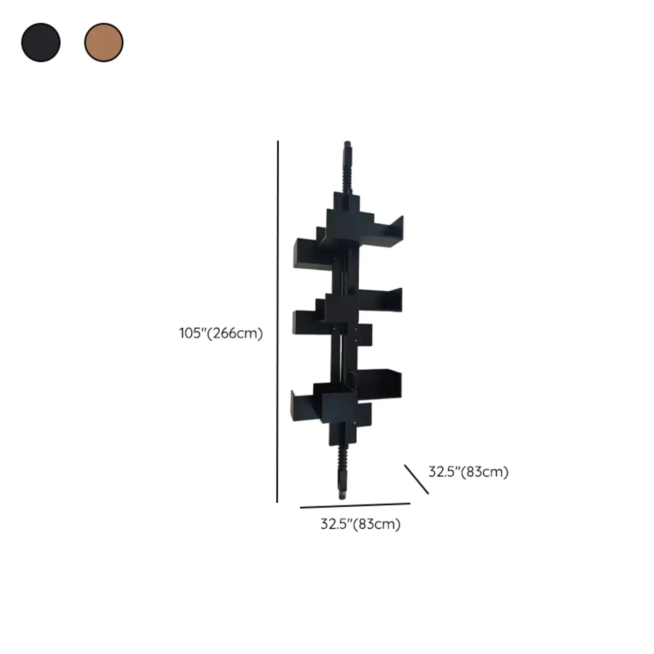 Swivel Vertical Nut Brown Wood Bookcase with Closed Back #size