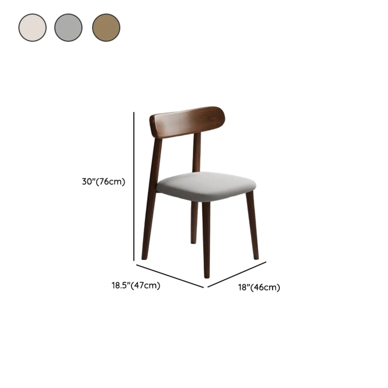 Modern Armless Leather Dining Chair with Low Back #size