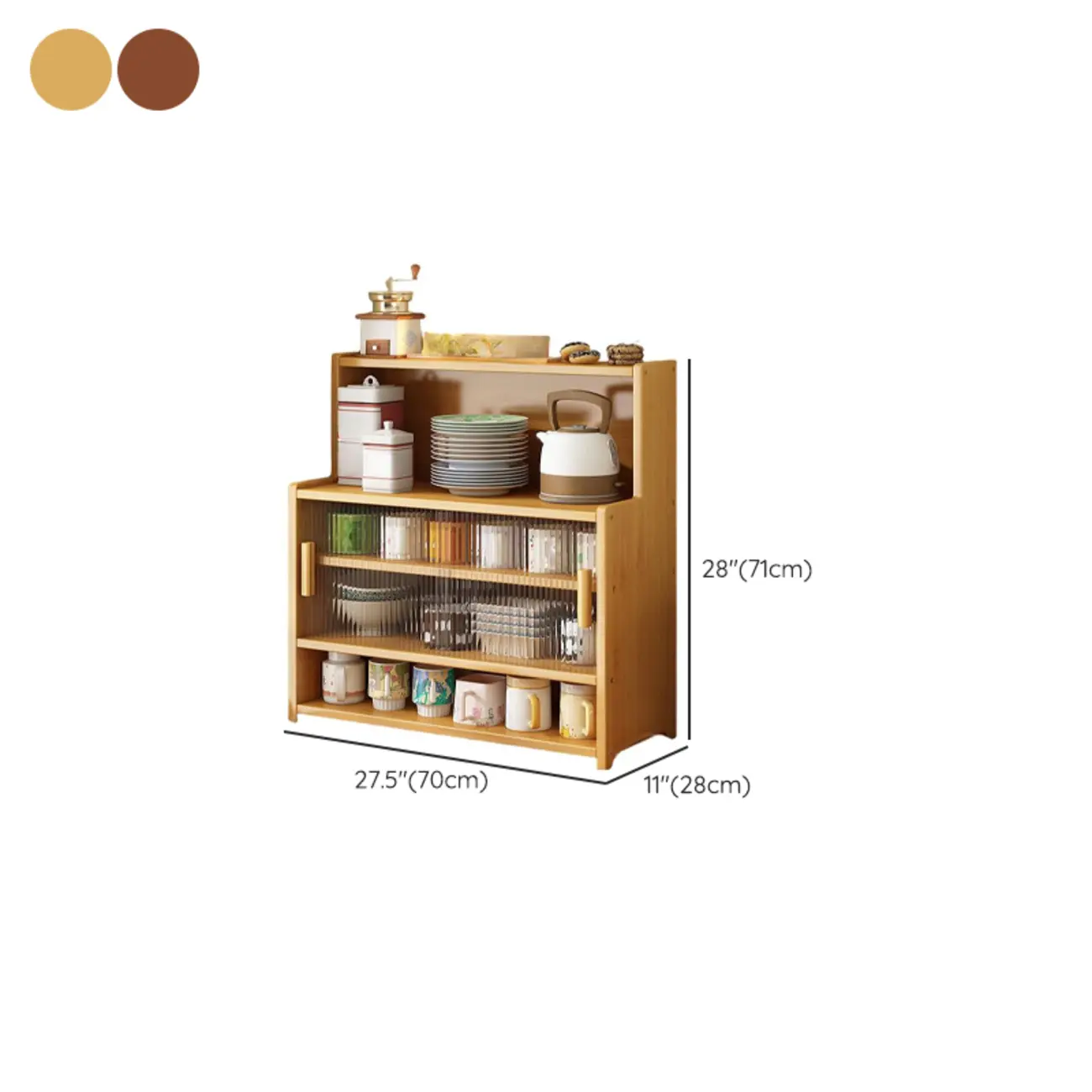 Modern Bamboo Narrow Buffet with Wood Countertop #size