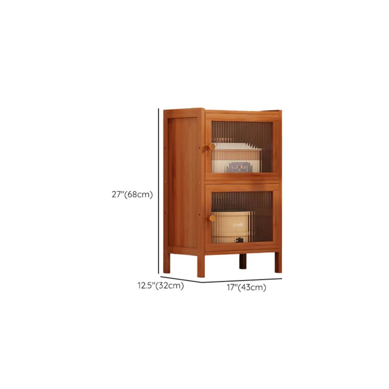 Modern Narrow Bamboo Buffet with Wooden Countertop #size