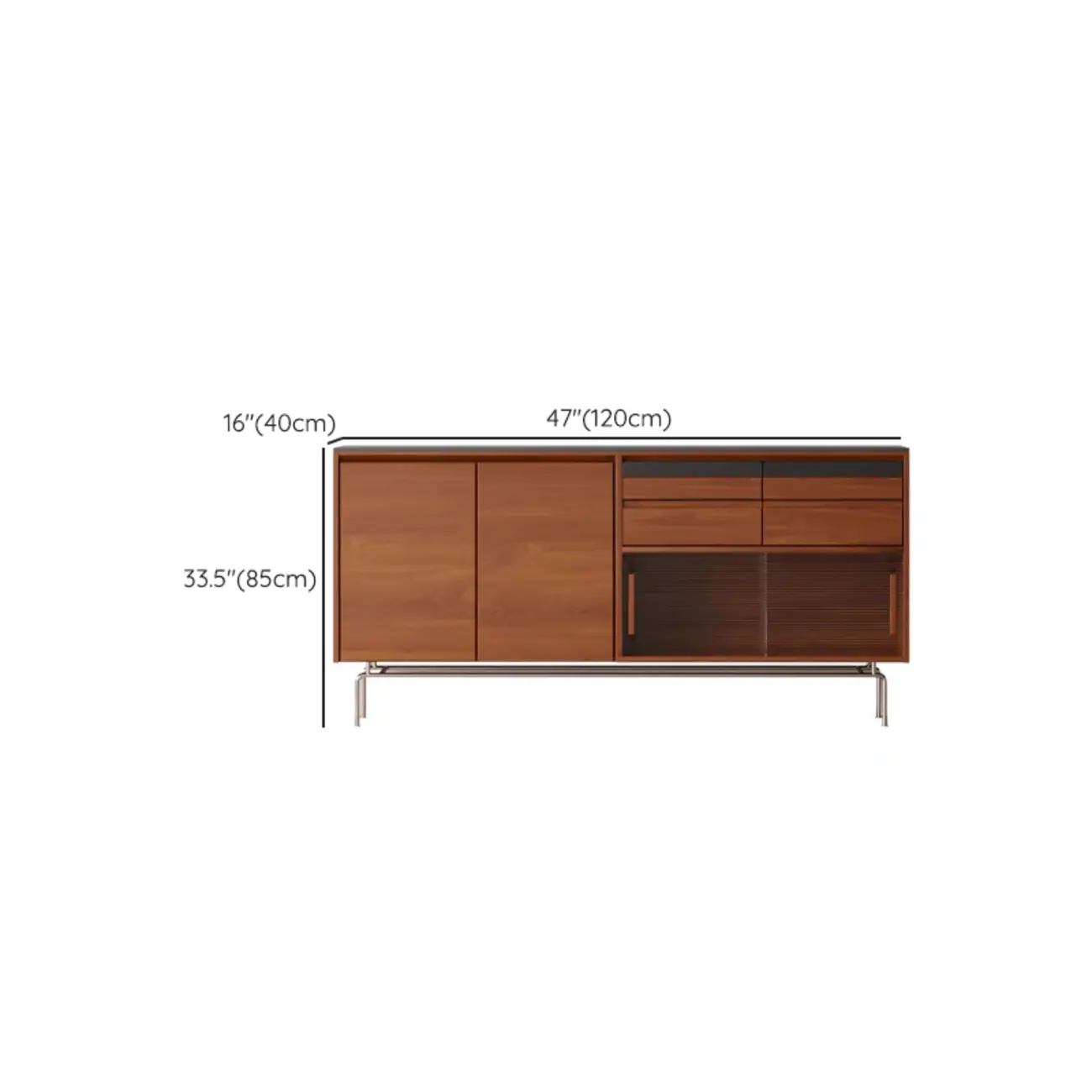 Modern Pine Cherry Wood Sliding Doors Buffet #size