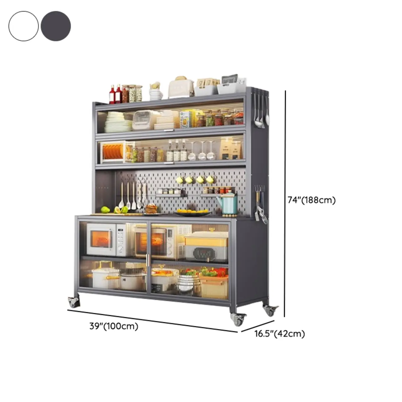 Modern Metal Adjustable Shelving Narrow Sideboard #size
