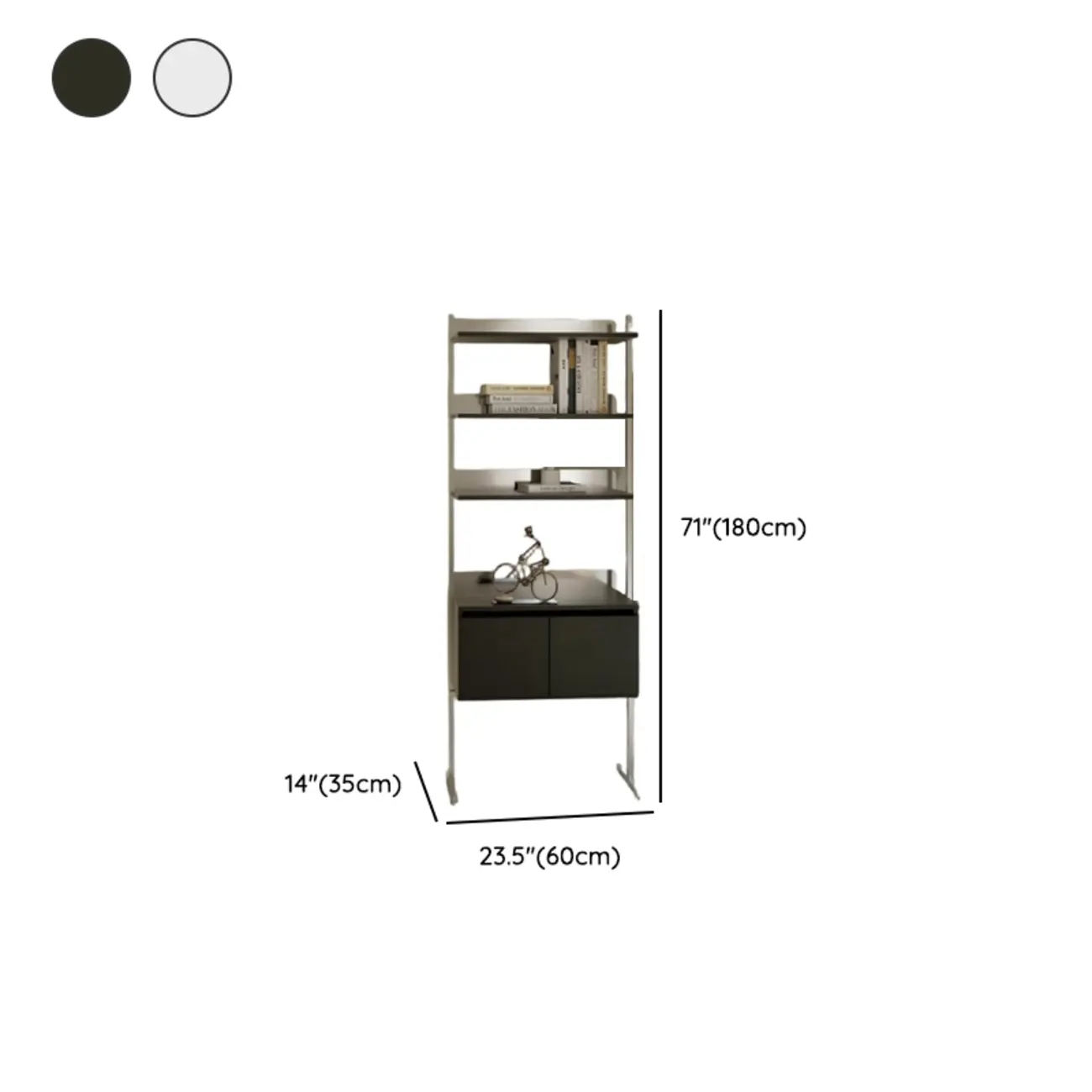Modern Ladder Bookshelf with Storage Cabinet #size