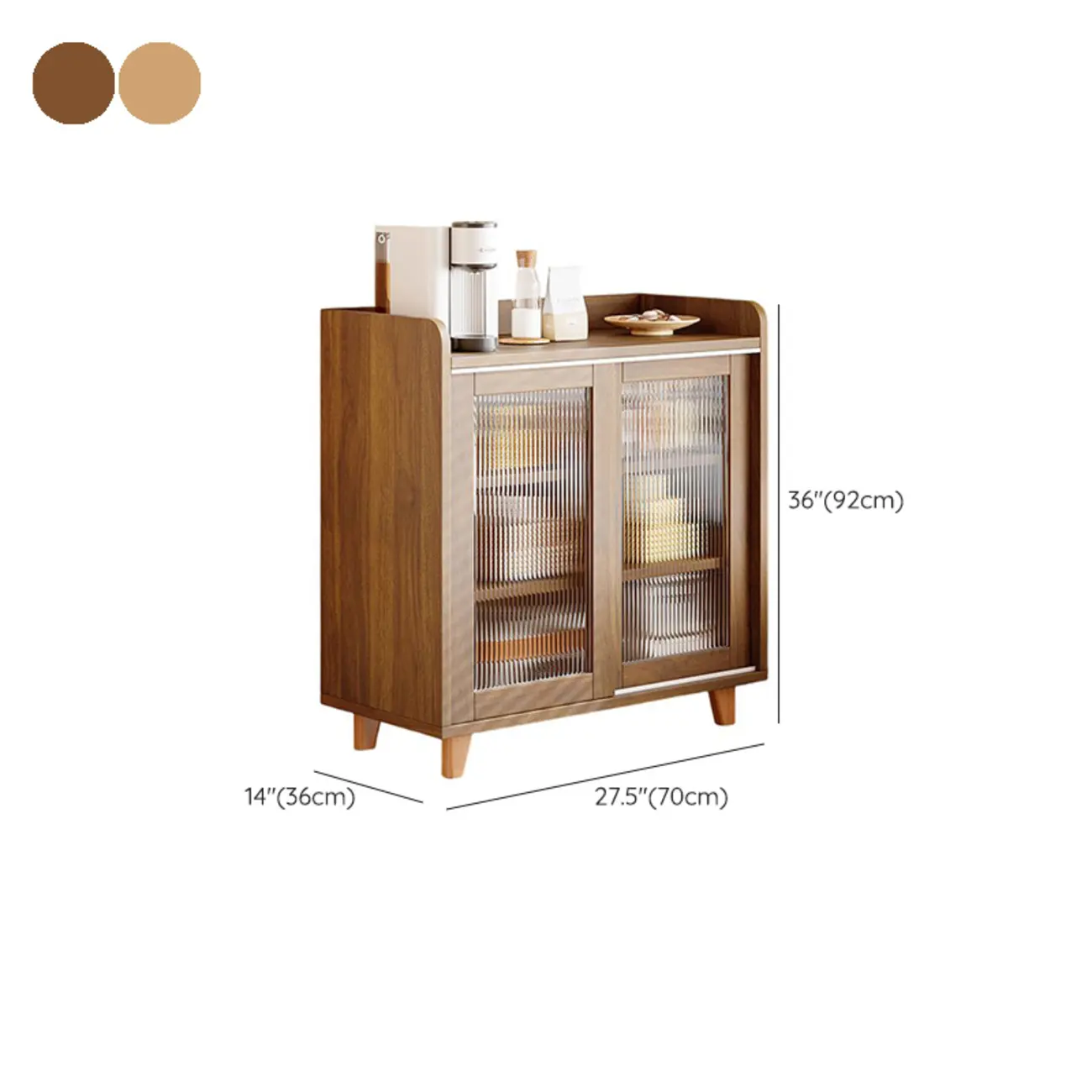 Modern Slab Sideboard with Sliding Doors #size