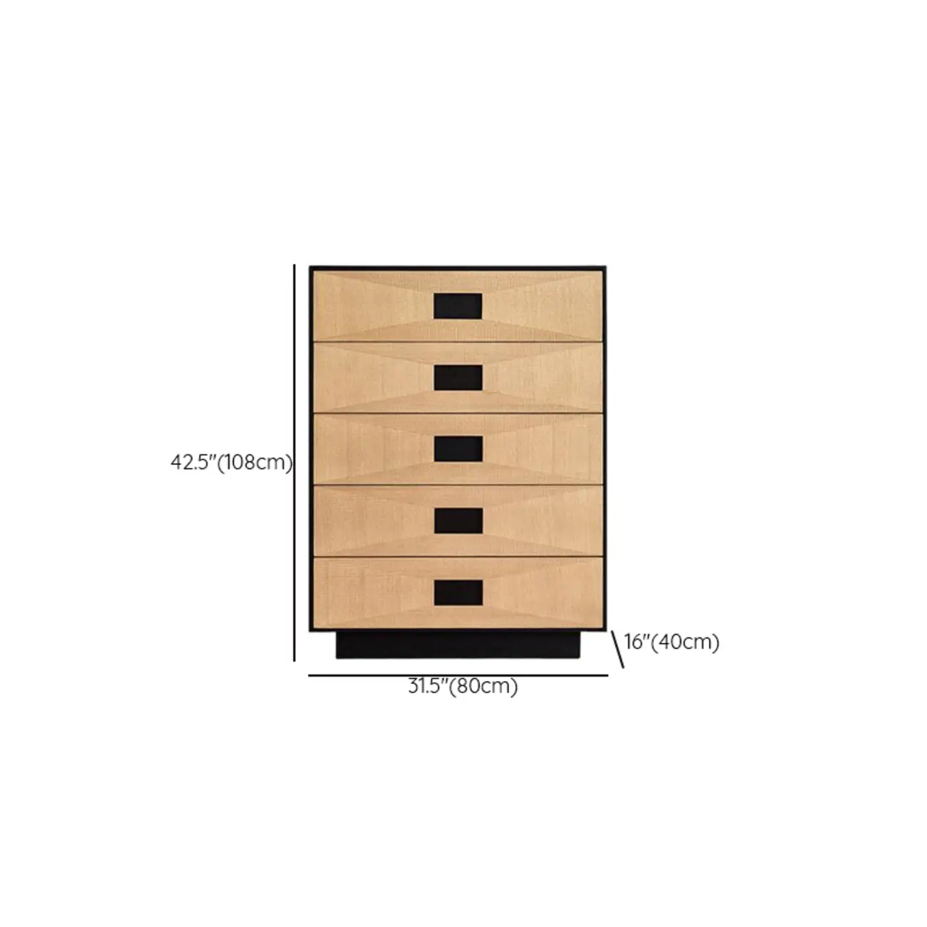 Bedroom 8-drawer Modern Natural Wood Double Dresser #size