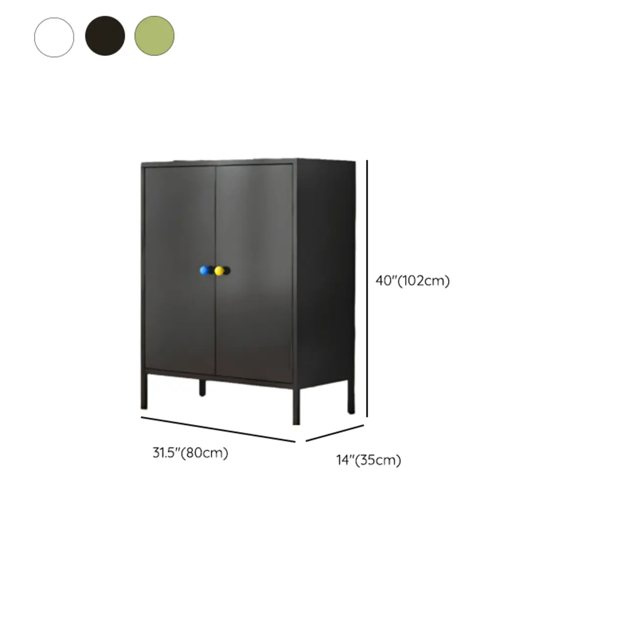 Modern Minimalist Metal Sideboard with Narrow Countertop #size